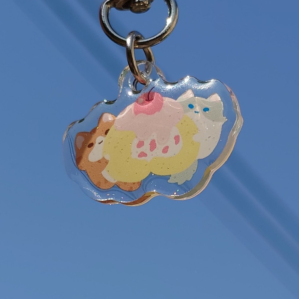Cake Roll Kitty Epoxy Keychain