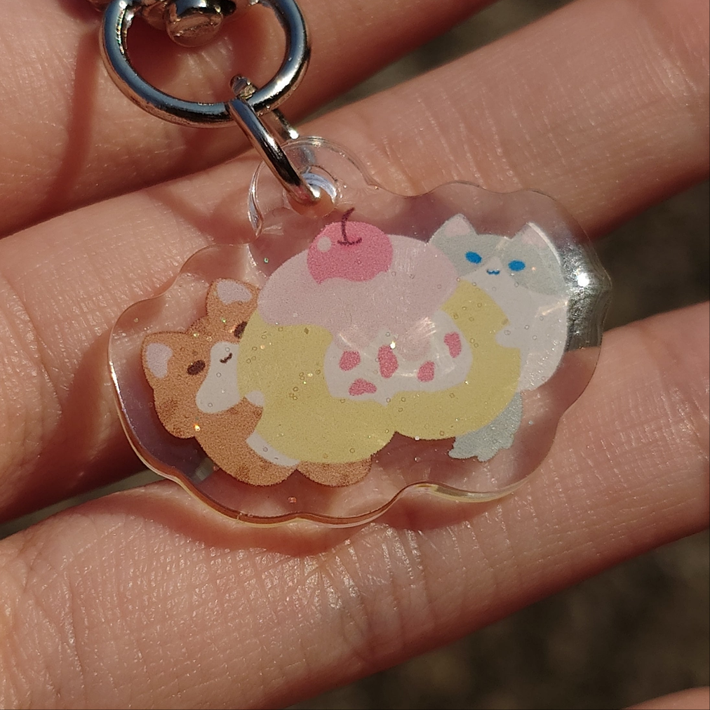 Cake Roll Kitty Epoxy Keychain