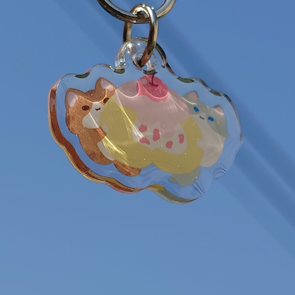 Cake Roll Kitty Epoxy Keychain