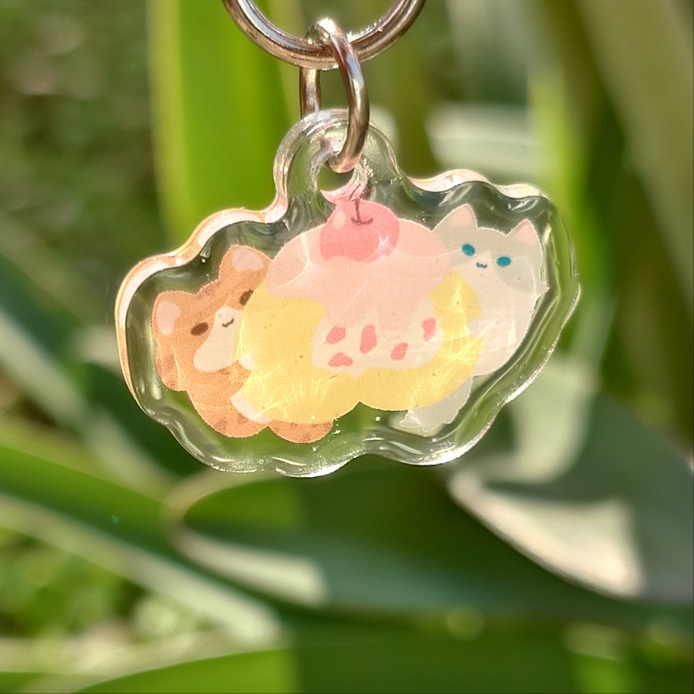 Cake Roll Kitty Epoxy Keychain
