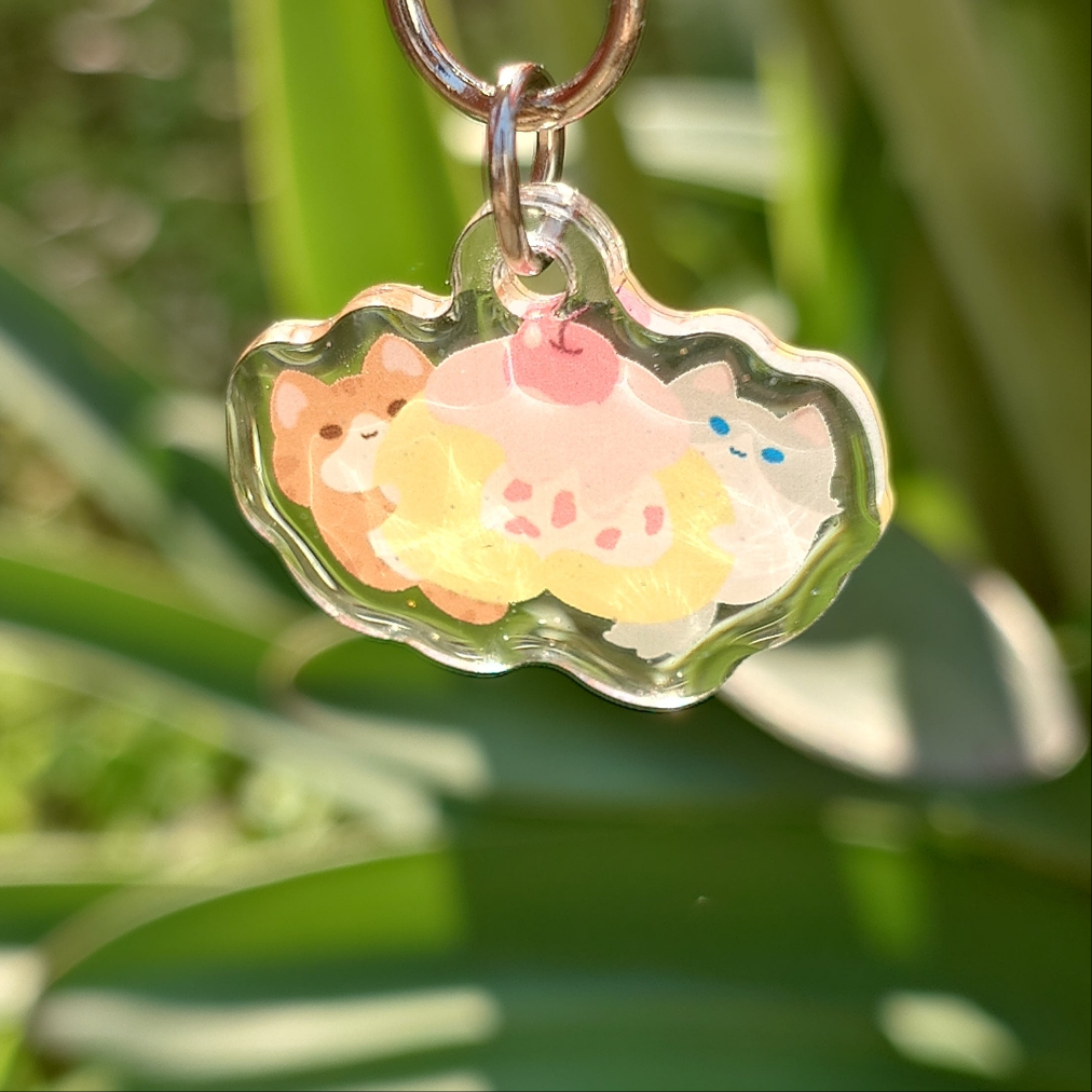 Cake Roll Kitty Epoxy Keychain