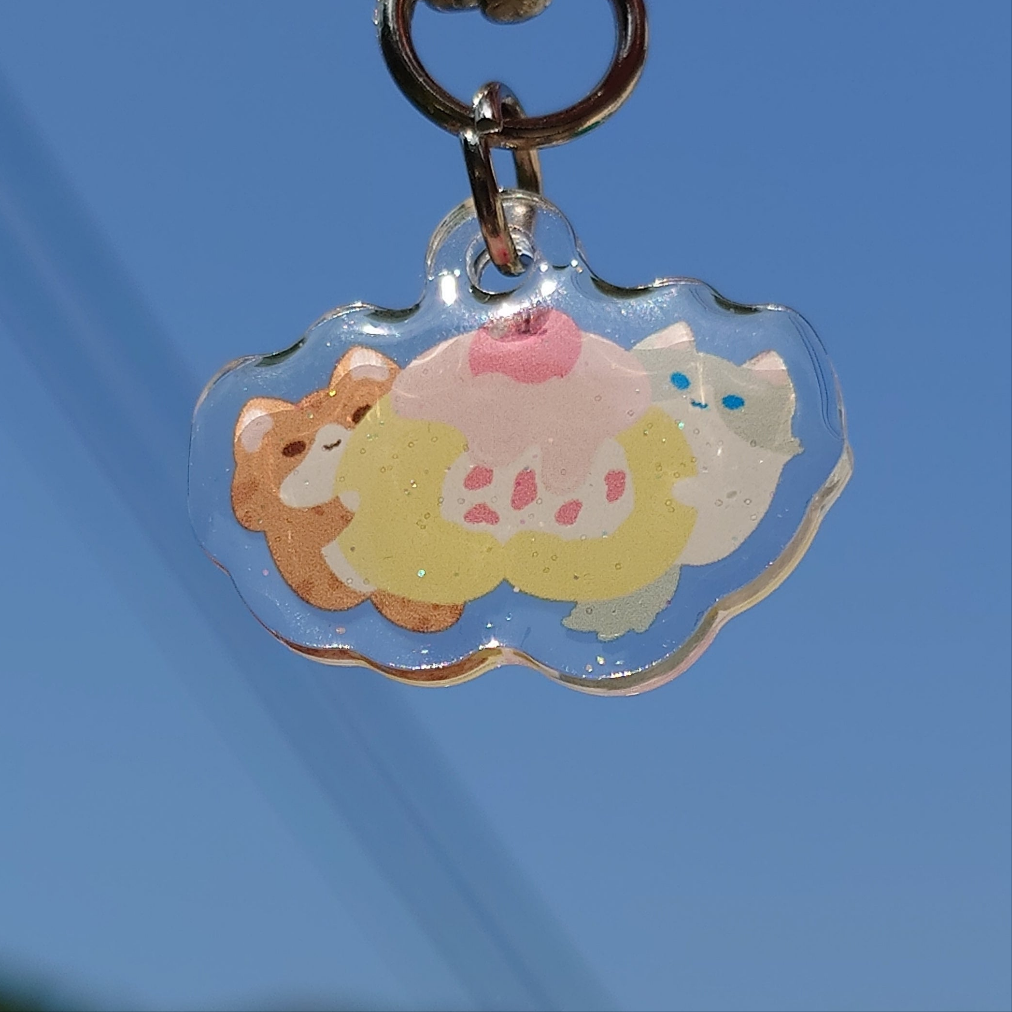 Cake Roll Kitty Epoxy Keychain