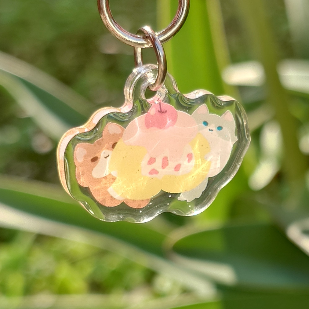 Cake Roll Kitty Epoxy Keychain