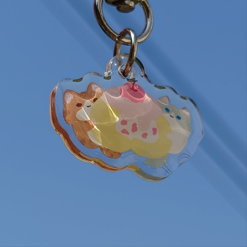 Cake Roll Kitty Epoxy Keychain