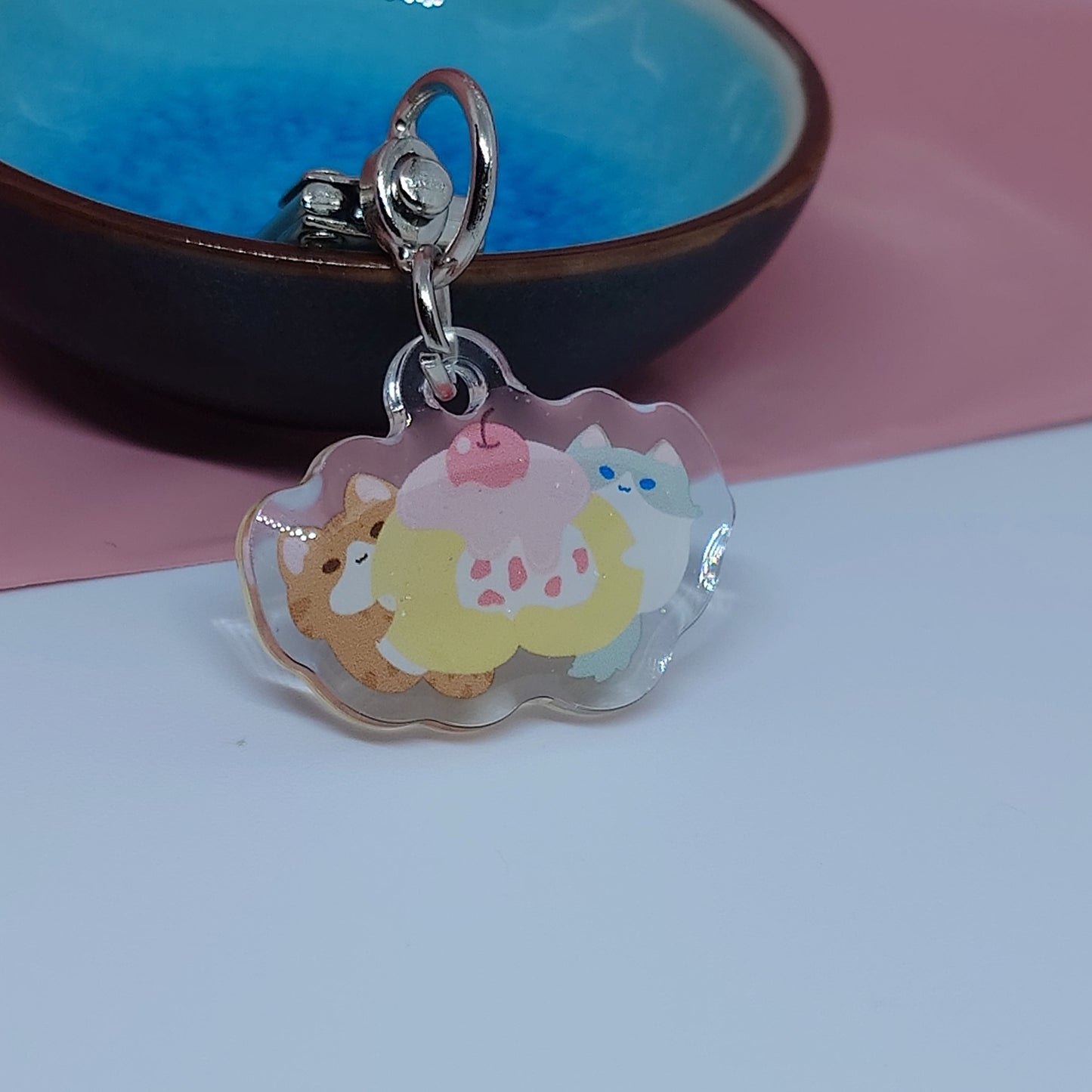 Cake Roll Kitty Epoxy Keychain