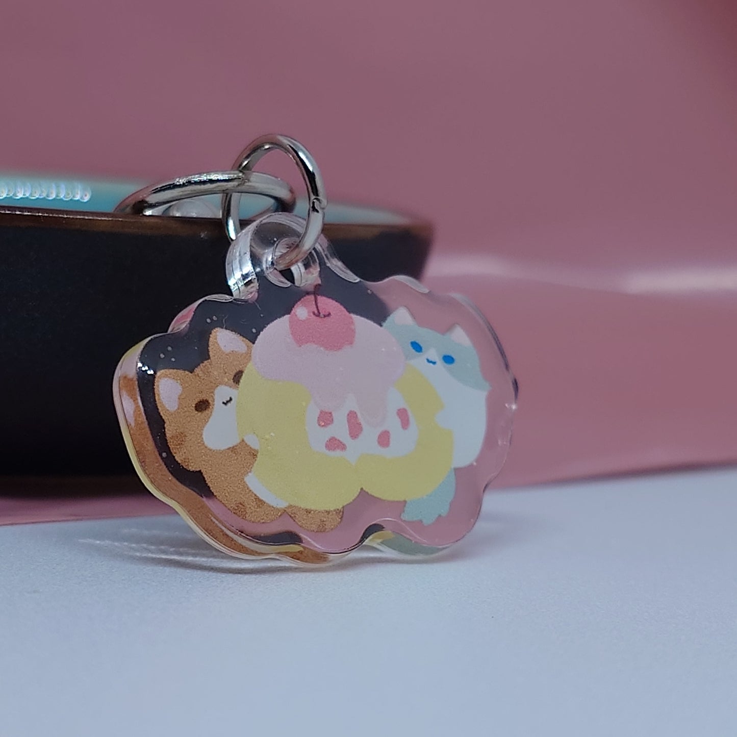 Cake Roll Kitty Epoxy Keychain