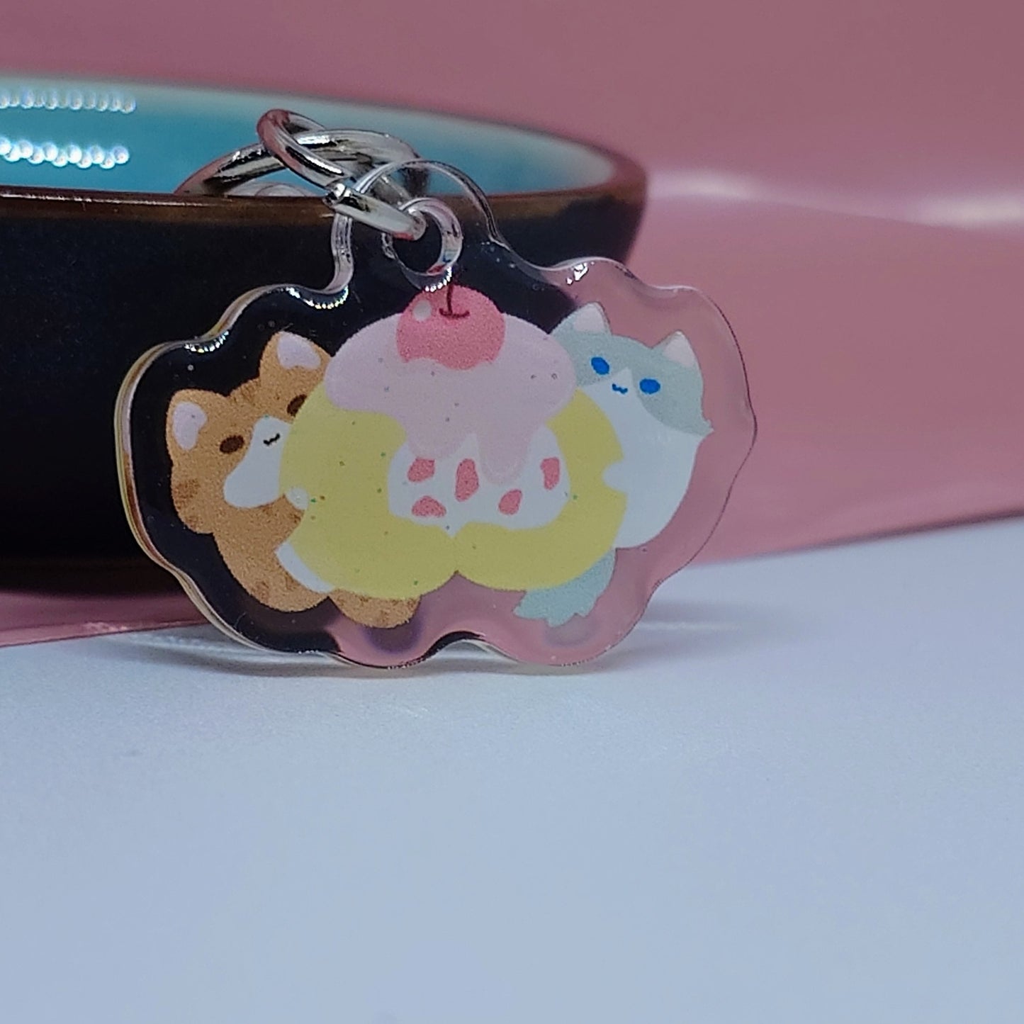 Cake Roll Kitty Epoxy Keychain