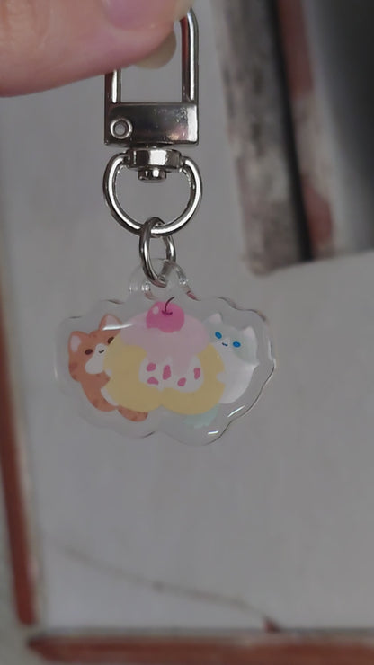 Cake Roll Kitty Epoxy Keychain
